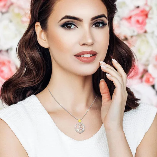 Vista 2 de Collar de plata de ley 925 con texto I Love You Mom para mujer y madre o hija collares para el día de la madre para las mujeres madre y esposa