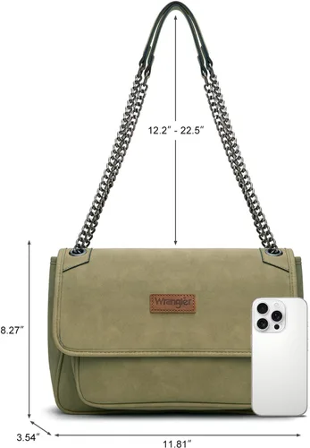Vista 5 de Wrangler - Bolso de hombro para mujer, estilo retro, bolso cruzado con correa de cadena