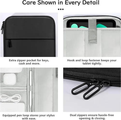 Vista 5 de Dadanism Funda acolchada para tablet de 8-9 pulgadas para iPad mini 7ª/6ª 8.3 pulgadas 2024/2021, iPad mini 5/4/3/2/1 7.9 pulgadas, Galaxy Tab A9