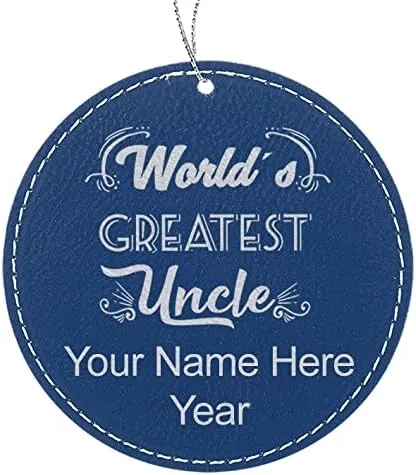 Vista 4 de LaserGram Personalized Christmas Ornament, World's Greatest Uncle, Faux Leather, Custom Laser Engraved Gift Idea (Round Shape, Black with Gold)