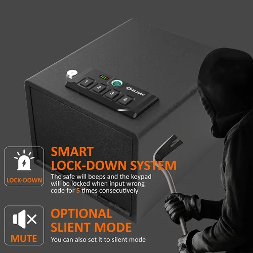 Vista 5 de Z ZLJUAN Cajas fuertes para pistolas de acceso rápido, dispositivo de seguridad con teclado biométrico y digital y llave, caja fuerte para pistola