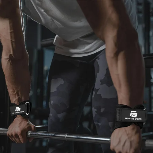 Vista 8 de Fit Active Sports Puños suaves de peso muerto para levantamiento de pesas, levantamiento de potencia, peso muerto, filas y dominadas, muñequeras