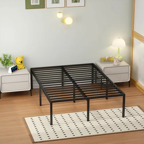 Vista 15 de PayLessHere Base de cama de metal plegable con plataforma de metal con soporte de hasta 1000 libras de listones de acero, soporte sin ruido, marco