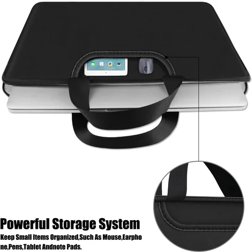 Vista 3 de Funda para portátil de 15.6 pulgadas, maletín resistente para viajes con asa y bolsillos extra, funda protectora para computadora compatible con HP