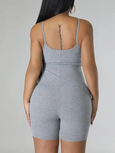 Vista 5 de acelyn Overol de entrenamiento para mujer, de una pieza, con pantalones cortos acanalados, para verano, yoga, sexy