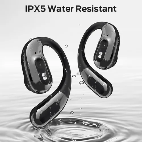 Vista 7 de Monster Audífonos de oreja abierta AC330, auriculares inalámbricos Bluetooth 5.4 con conversación clara, elegante funda giratoria con cordón, carga