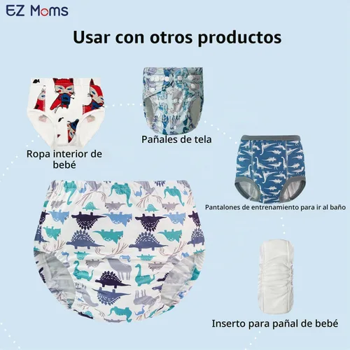 Vista 5 de EZ Moms - Paquete de 10 fundas impermeables de plástico para ropa interior para entrenamiento para ir al baño, fundas de pañales transpirables