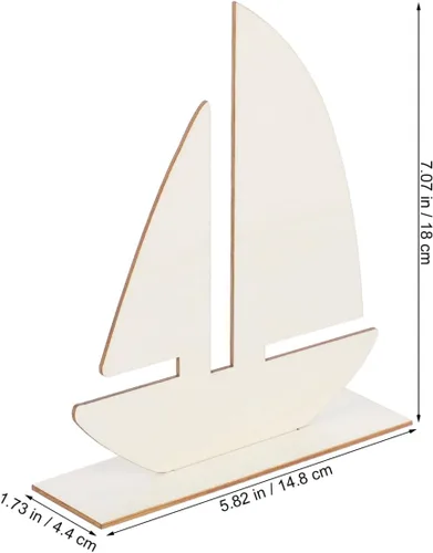 Vista 7 de Juguetes de playa para niños, 10 piezas de madera sin terminar, decoración de barco de madera para pintar para artes, manualidades, proyectos