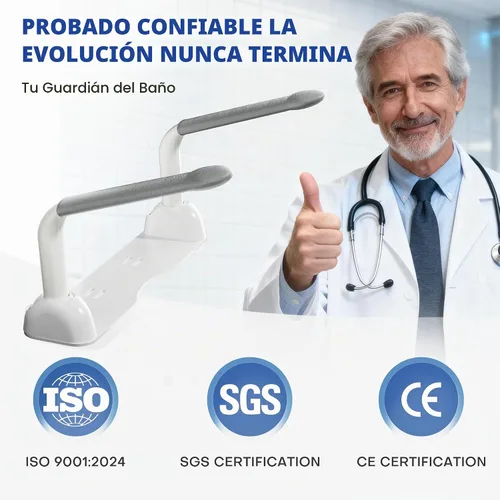 Vista 4 de DOZAWA - Rieles de seguridad para inodoro para personas mayores, barra de asistencia plegable resistente