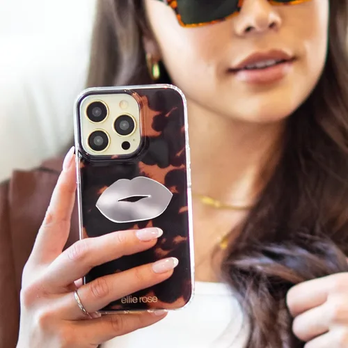 Vista 3 de Ellie Rose Calcomanía de espejo para smartphone, adhesivo para labios con dije de espejo para teléfono