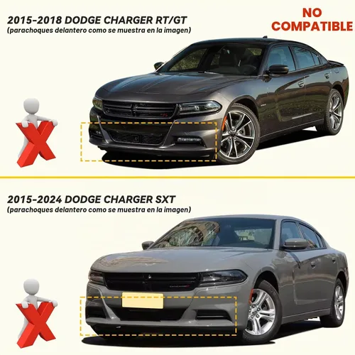 Vista 4 de TENGBASE Protector divisor delantero para 2015-2023 Dodge Charger, alerón de repuesto compatible con acabados SRT 392/Scat Pack/RT/GT (negro)