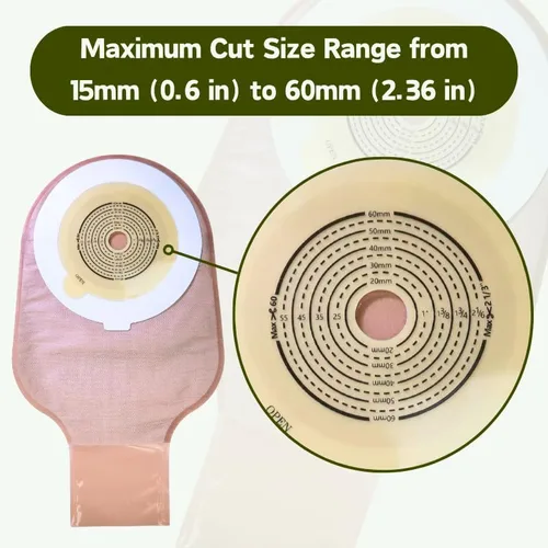 Vista 7 de 20PCS One-Piece Colostomy Bags, Ostomy Bag Ostomy Supplies for 15–60mm Cut-to-Fit Stoma, Drainable Ostomy Pouches with Clamp Closure & Carbon Filter