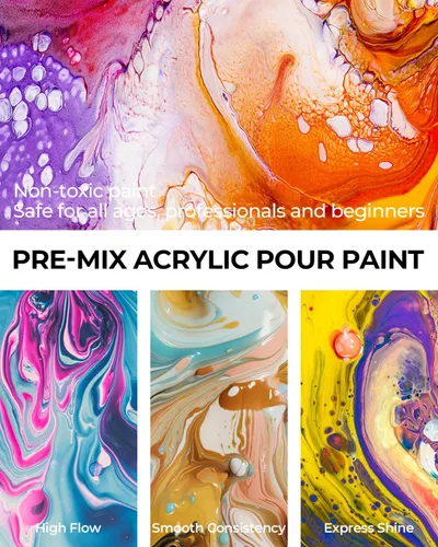 Vista 5 de Nicpro Juego de pintura acrílica para verter de 14 colores en gran cantidad (1000 ml, 33.8 oz) Kit de suministros de pintura acrílica premezclada