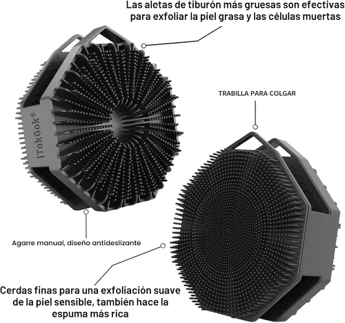 Vista 5 de iTokGoK® Exfoliador Corporal de Silicona 2 en 1 de Diseño de Doble Cara con Infusión de Plata Premium para Ducha, Cepillo Corporal Exfoliador Buffer