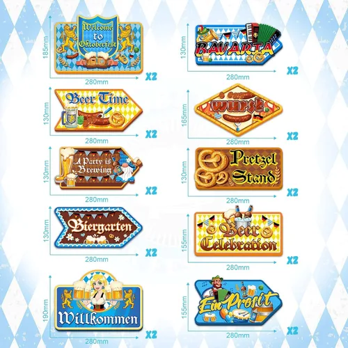 Vista 3 de HOWAF 20 carteles de Oktoberfest, letrero direccional de bienvenida al festival de cerveza alemana para decoración de fiesta de Oktoberfest, letrero