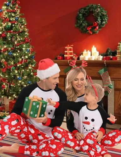 Vista 3 de SWOMOG Pijamas de Navidad familiares a juego, pijamas de Navidad para la familia, parejas, ropa de dormir para adolescentes