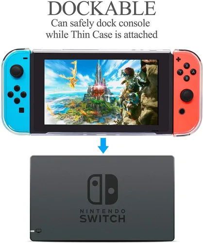 Vista 3 de Switch Games Accessories - Funda de transporte negra para Nintendo Switch Joy Con Covers transparente Switch Hard Cover9H Protector de pantalla