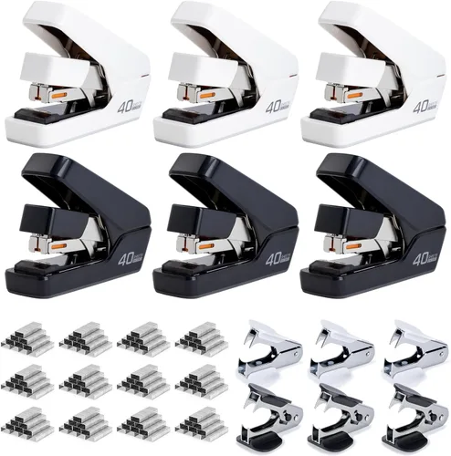 Vista 10 de Deli Engrapadora, Engrapadoras sin esfuerzo para escritorio, capacidad de 40-50 hojas resistente, un toque, sin esfuerzo, fácil de cargar, con 1500