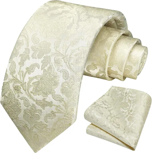 Vista 182 de Corbatas florales tejidas clásicas para hombre, corbata cuadrada de bolsillo, corbatas formales para hombres, boda con pañuelo