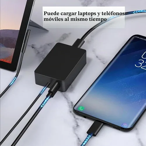 Vista 2 de Cargador de superficie de 65 W compatible con Microsoft Surface Pro 9, 8, 7+, 7, 6, 5, 4, 3, X, modelo: 1706, 1866, 1824, 1796, 1769, 1724, 1625