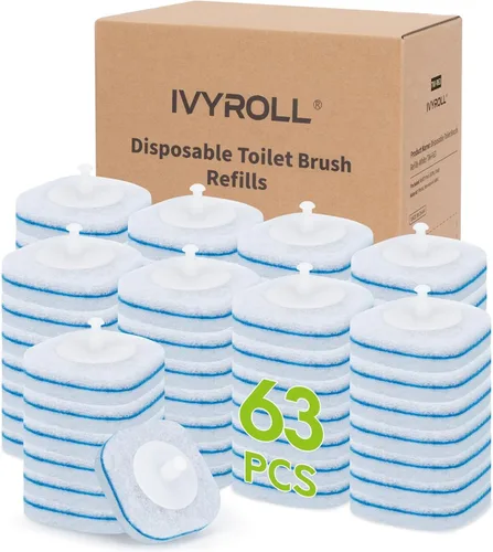 Vista 8 de IVYROLL - Varita limpiadora de taza de inodoro con 14 recambios, juego de cepillo de inodoro desechable con soporte, kit de varita de inicio