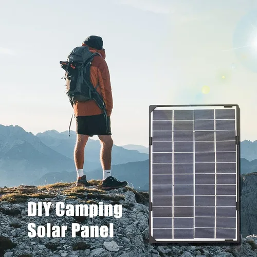 Vista 3 de Mini panel solar, 6W 12V panel solar para cámara de seguridad al aire libre célula solar con salida de CC de 10 pies DIY cargador de panel solar