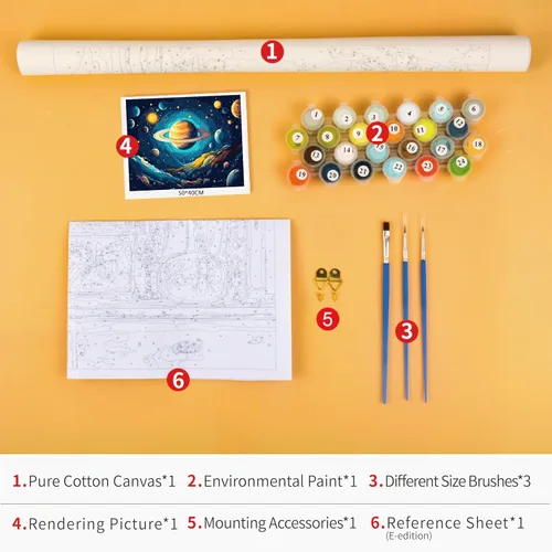 Vista 5 de Pintura por números para adultos Universo por números, ilustraciones de estrellas cósmicas por números para adultos principiantes, kits de pintura