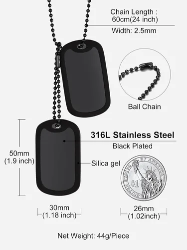 Vista 5 de Richsteel - Placa de identificación estilo Hip Hop militar para collar, fibra de carbón, colgante de bibliabala, para mujeres y hombres joya
