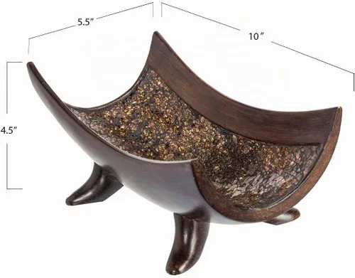 Vista 7 de Creative Scents Schonwerk - Tazón decorativo marrón para decoración del hogar, centro de mesa de comedor, decoración de mesa auxiliar para sala