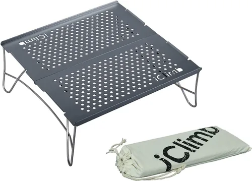 Vista 11 de iClimb Mini mesa plegable individual ultraligera y compacta para mochileros, camping, senderismo, playa, picnic (azul - S)