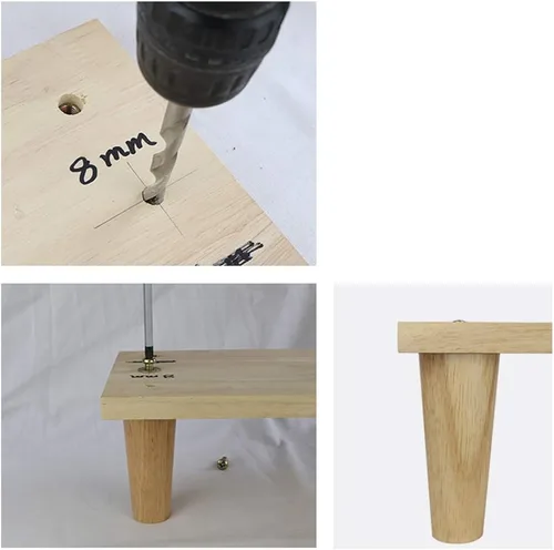 Vista 6 de Patas de madera maciza para muebles, patas de sofá cónicas, patas de mesa de café, patas de repuesto para armario, con accesorios, con perno M8