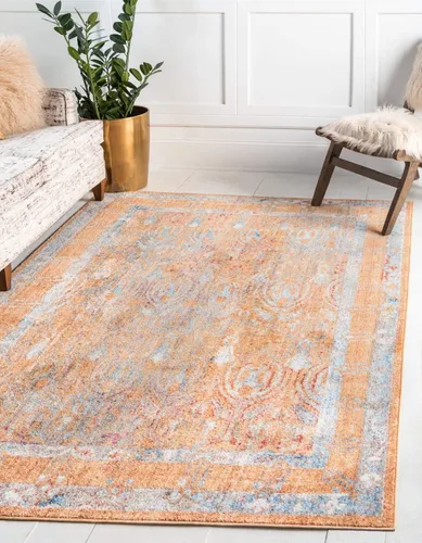 Vista 21 de Unique Loom Brighton Collection - Tapete rectangular con estampado tradicional y vibrante, borde, 2 pies 2 pulgadas x 3 pies, color marfil/rojo