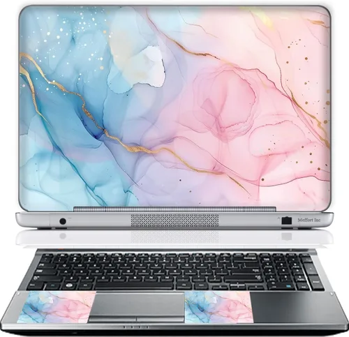 Vista 5 de Meffort Inc Adhesivo decorativo para laptop de hasta 12.3 pulgadas (incluye 2 muñequeras) - Nubes de galaxia