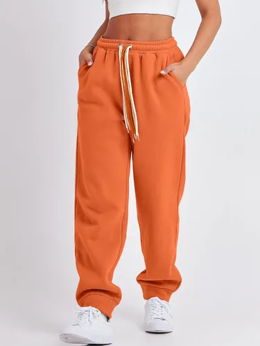 Vista 8 de ANRABESS Pantalones deportivos holgados de forro polar de cintura alta para mujer, pantalones deportivos Y2K para adolescentes y niñas