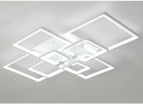 Vista 3 de Lámpara LED moderna regulable de 8 cabezales cuadrados con control remoto cerca del techo, candelabros acrílicos para dormitorio, sala de estar