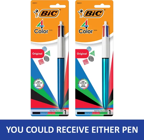Vista 3 de BIC Bolígrafos retráctiles originales de 4 colores, punta media (0.039 pulgadas), paquete de 1 unidad, bolígrafo retráctil con tinta de larga Verde