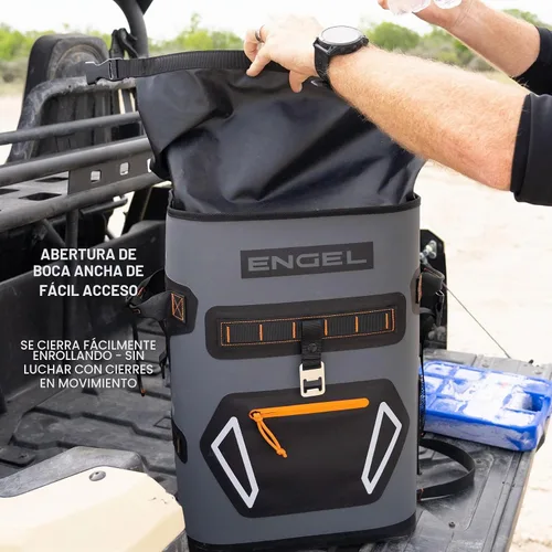 Vista 7 de Engel BP25 Hielera de alto rendimiento con tapa enrollable de 25 cuartos de galón para mochila