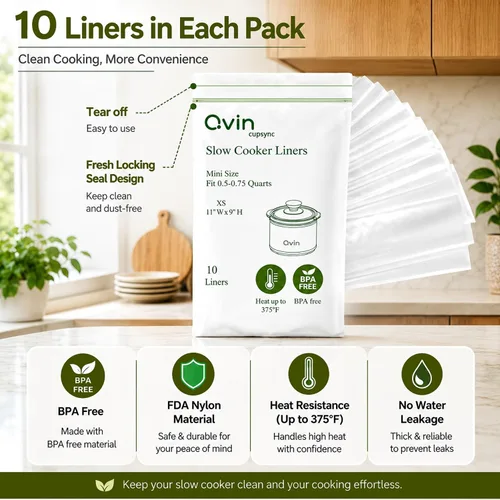 Vista 9 de Qvin Mini revestimientos para olla de cocción lenta (10 piezas) - Forros