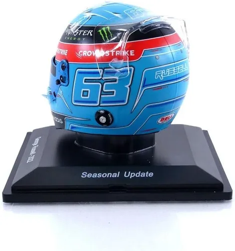 Vista 2 de Casco a escala 1:5 de George Russell 2022 Réplica del GP de Brasil