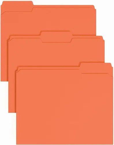 Vista 11 de Staples Carpetas de archivos de colores, tamaño carta, diseño de pestaña superior de 3 pestañas, papel duradero de 10.5 puntos, paquete de 100