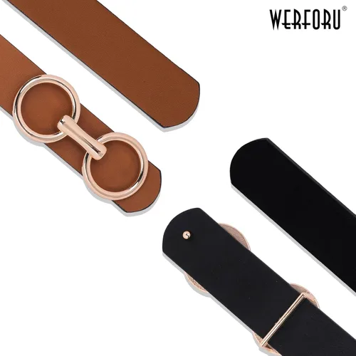Vista 8 de Cinturón de cuero reversible para mujer, cinturón de cuero con anillo tórico dos en uno para vestido de jeans