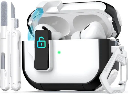 Vista 15 de Funda para AirPods de 4ª Generación, Diseño Transparente con Tapa Emergente Automática, Incluye Herramienta de Limpieza, Duradera y Resistente a