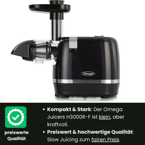 Vista 2 de Omega Exprimidor H3000R Extractor de masticación lenta, 150 vatios, color negro