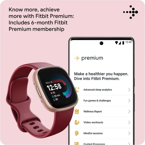 Vista 8 de Fitbit Versa 4 Fitness Smartwatch con preparación diaria, GPS, frecuencia cardíaca 24/7, más de 40 modos de ejercicio, seguimiento del sueño y más