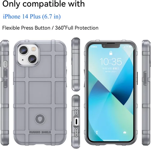 Vista 2 de Funda delgada para iPhone 14 Plus, resistente funda duradera con grado militar a prueba de golpes, gran agarre y protección del lente de la cámara