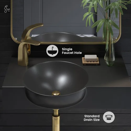 Vista 3 de Chateau - Lavabo de baño de pared con grifo lateral izquierdo de 30 pulgadas en negro mate