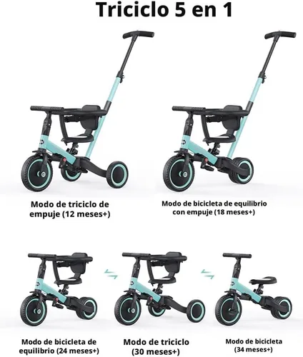 Vista 2 de newyoo Triciclos para niños pequeños de 1 a 3 años, bicicleta de equilibrio para bebés, regalo de Navidad y cumpleaños para niños y niñas, triciclo