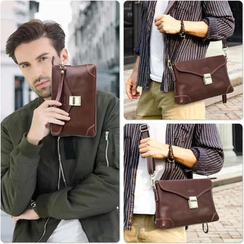 Vista 39 de Funda de piel de grano superior para hombre y mujer, múltiples bolsillos/ranuras, RFID de gran capacidad para tarjetas, cheques, dinero, pasaporte