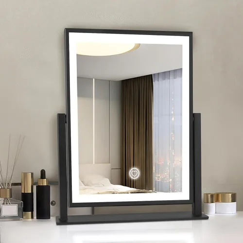 Vista 11 de Beelux Espejo de tocador con luces, espejo de maquillaje de 11 pulgadas con luz regulable, control inteligente, memoria, ajustable 3 modos