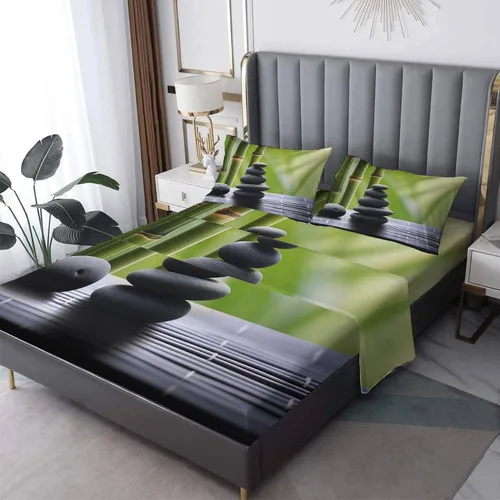 Vista 33 de Juego de sábanas tamaño individual: sábanas y fundas de almohada, sábanas y fundas de almohada, microfibra suave y bolsillo profundo y patrón sin